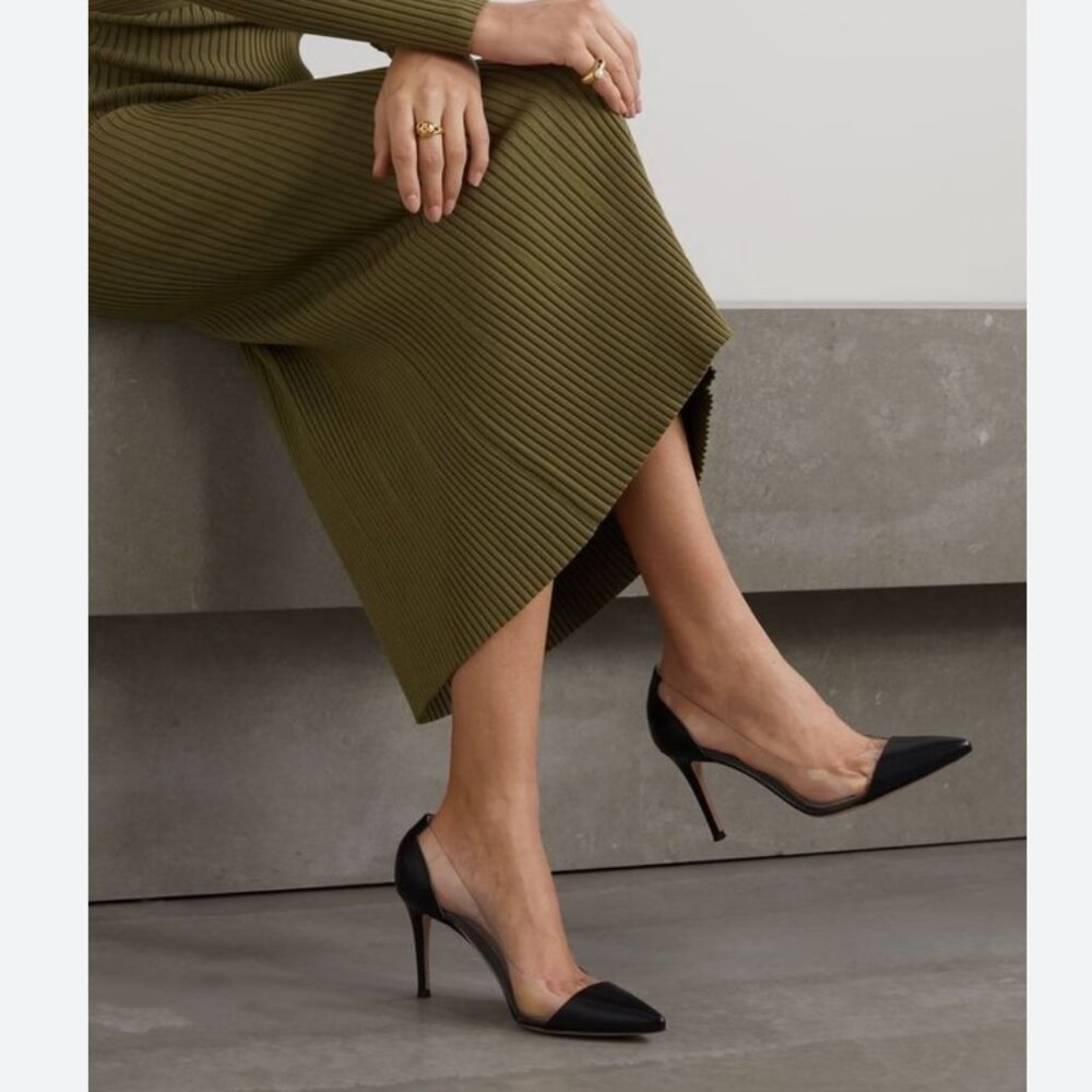 GIANVITO Rossi purple velvet plexi heel